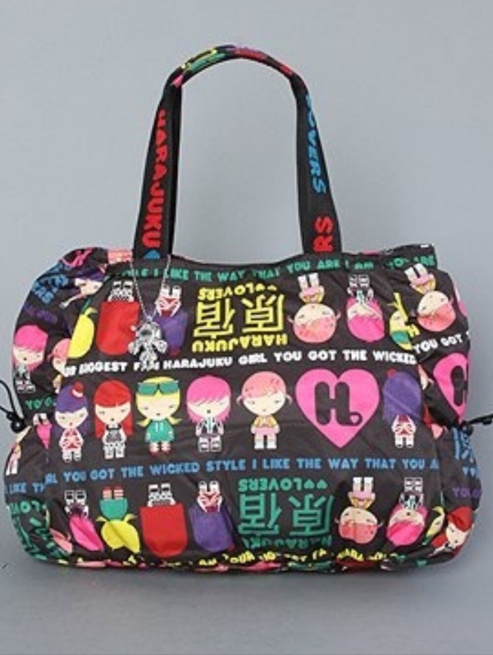 Harajuku Lovers Pink/Black Printed Duffel Bag